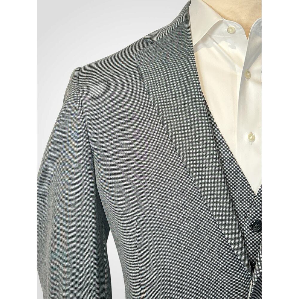 Hart Schaffner Marx 3 Piece Suit 44L 38x29.5 Chicago Fit Gray Birdseye Note - Picture 8 of 15